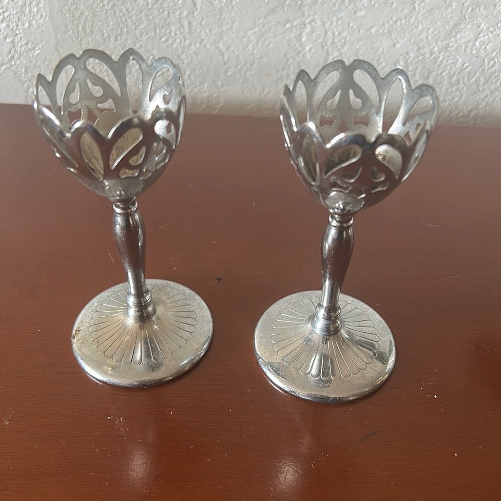 set of 2 Silver plate Cordial Stems